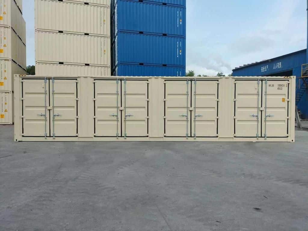 Contenedor marítimo 40′ High Cube Side Opening – 4 Puertas Laterales, nuevo beige