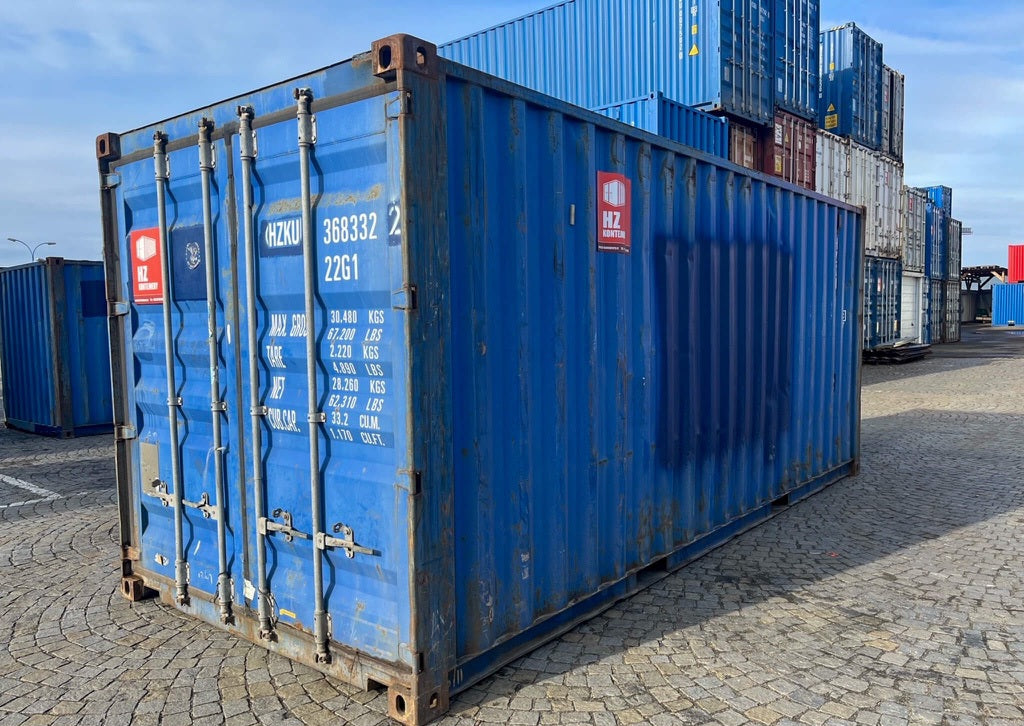 Contenedor marítimo de 20 pies CW usado – HZKU 368 332-2 Azul