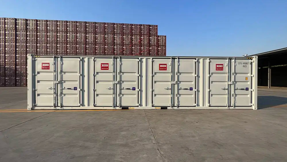 Contenedor marítimo 40′ High Cube – 4 Puertas Laterales IICL 6, HZKU 400 304-2, nuevo beige