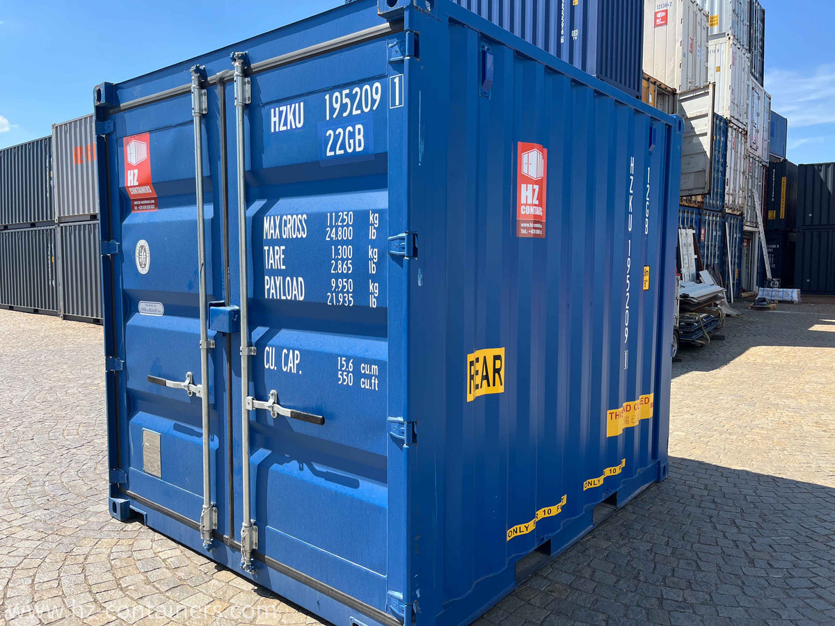 Contenedor marítimo 10’ con doble puerta y apertura fácil – Seminuevo azul estándar